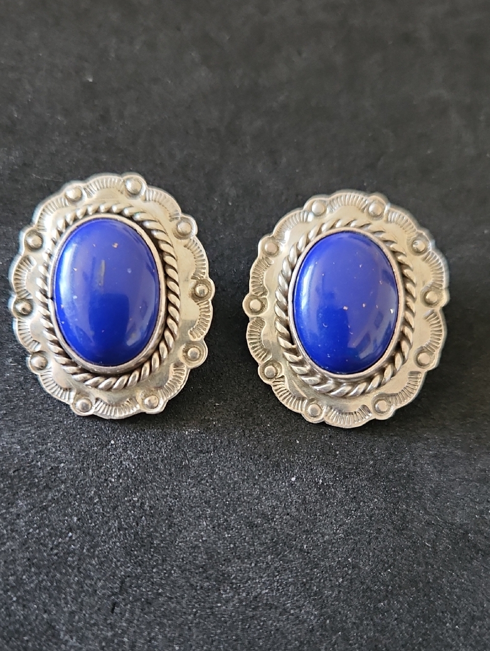 TAXCO MEXICO STERLING & LAPIS LAZULI EARRINGS